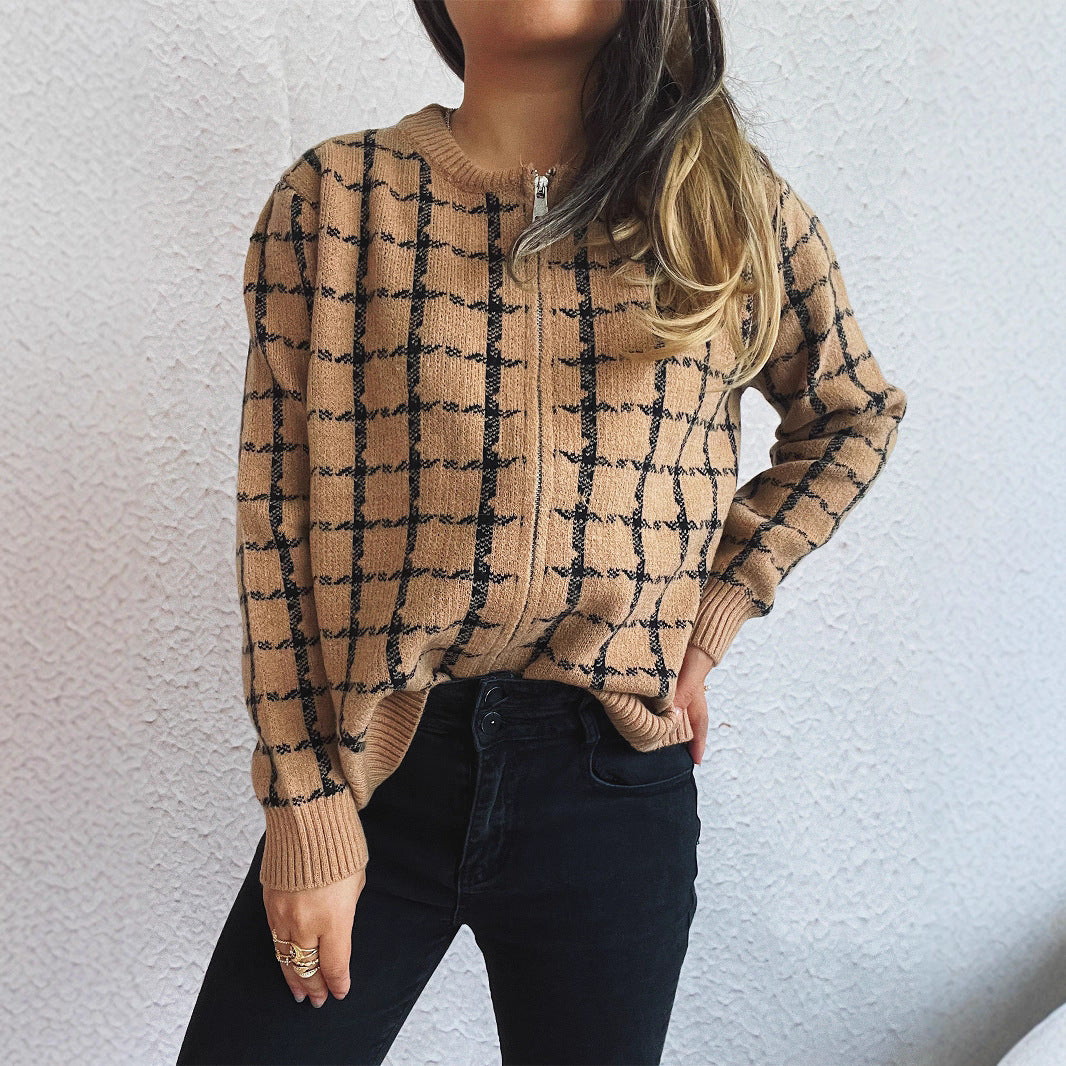 Cardigan à carreaux confortable avec poches pour un style quotidien