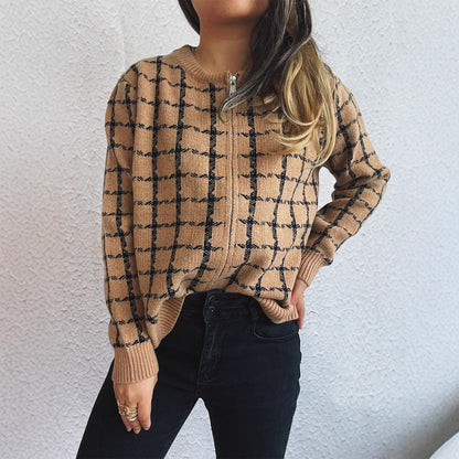 Cardigan à carreaux confortable avec poches pour un style quotidien