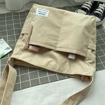 Sac à Bandoulière en Velours Côtelé Chic Femmes