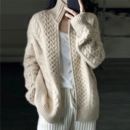 Pull Beige Oversize à Motifs pour Femmes