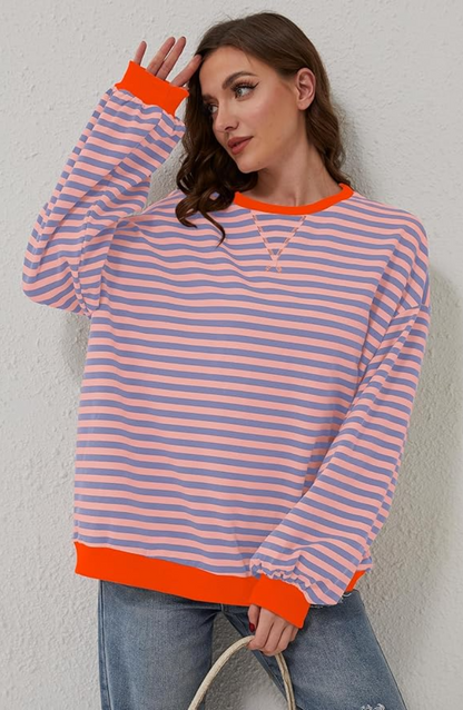 Pull Oversize à Rayures en Tricot Douillet pour Femme