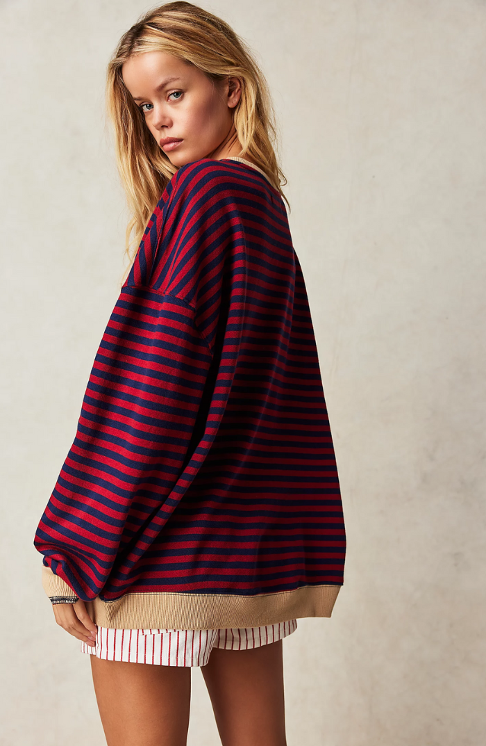 Pull Ample Oversize Rayé pour Femmes