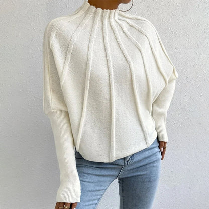 Pull Femme Blanc Tendance à Col Montant