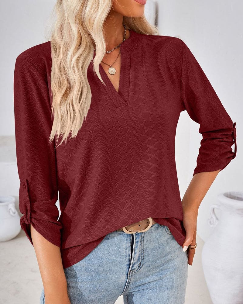 Blouse Élégante Femmes à V Cou Tissu Doux