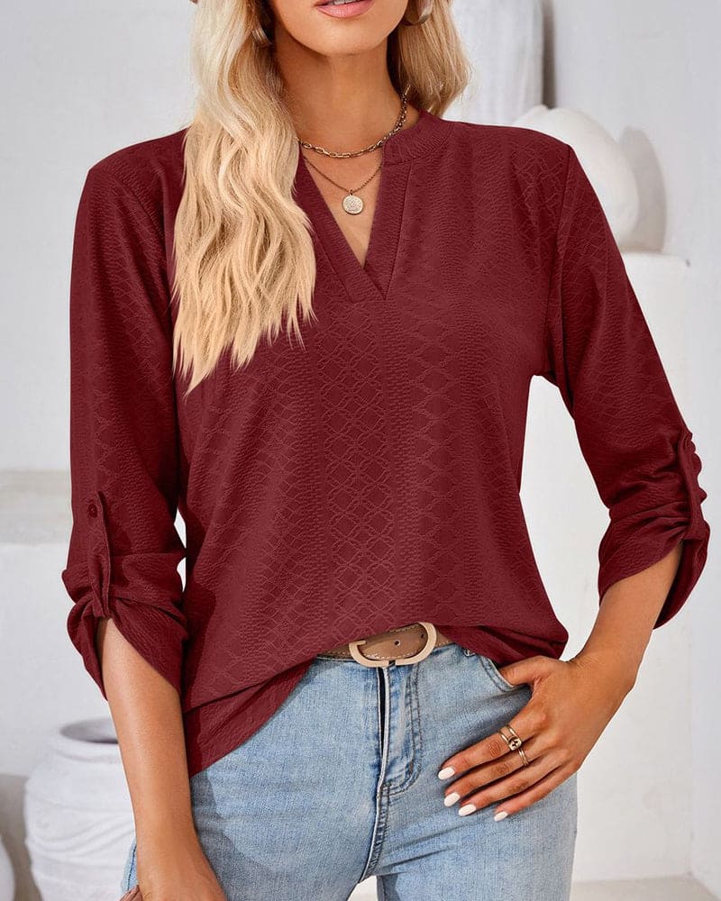 Blouse Élégante Femmes à V Cou Tissu Doux