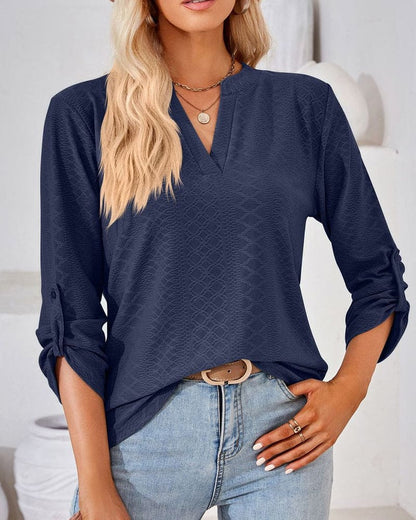 Blouse Élégante Femmes à V Cou Tissu Doux