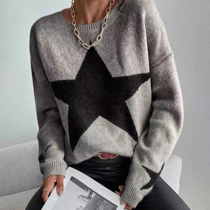 Pull Tricoté Moderne à Motif Étoiles pour Femme