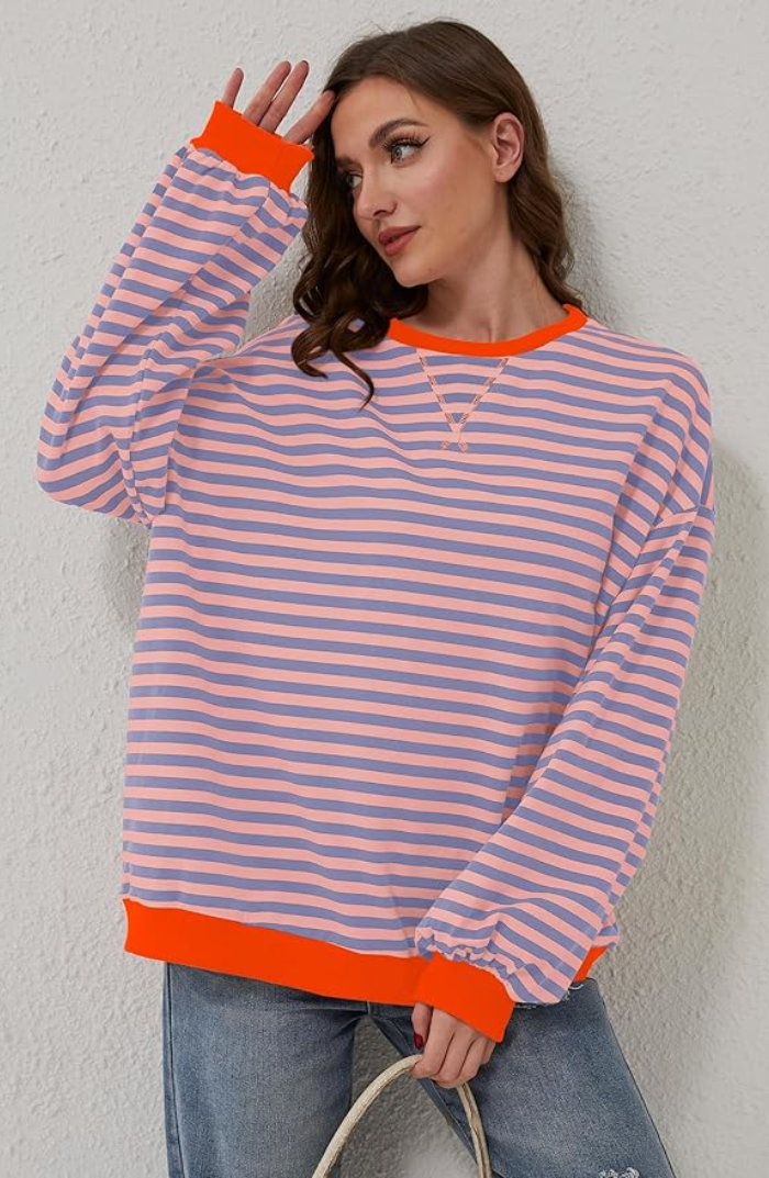 Pull Ample Oversize Rayé pour Femmes