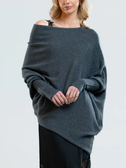 Pull en tricot surdimensionné et confortable à épaules dénudées