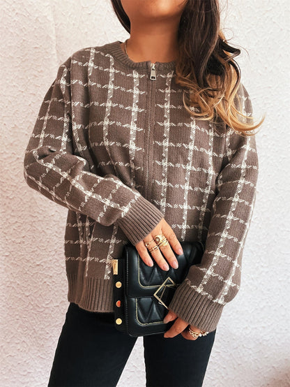 Cardigan à carreaux confortable avec poches pour un style quotidien