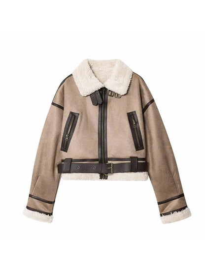 Manteau court en velours avec détail zippé