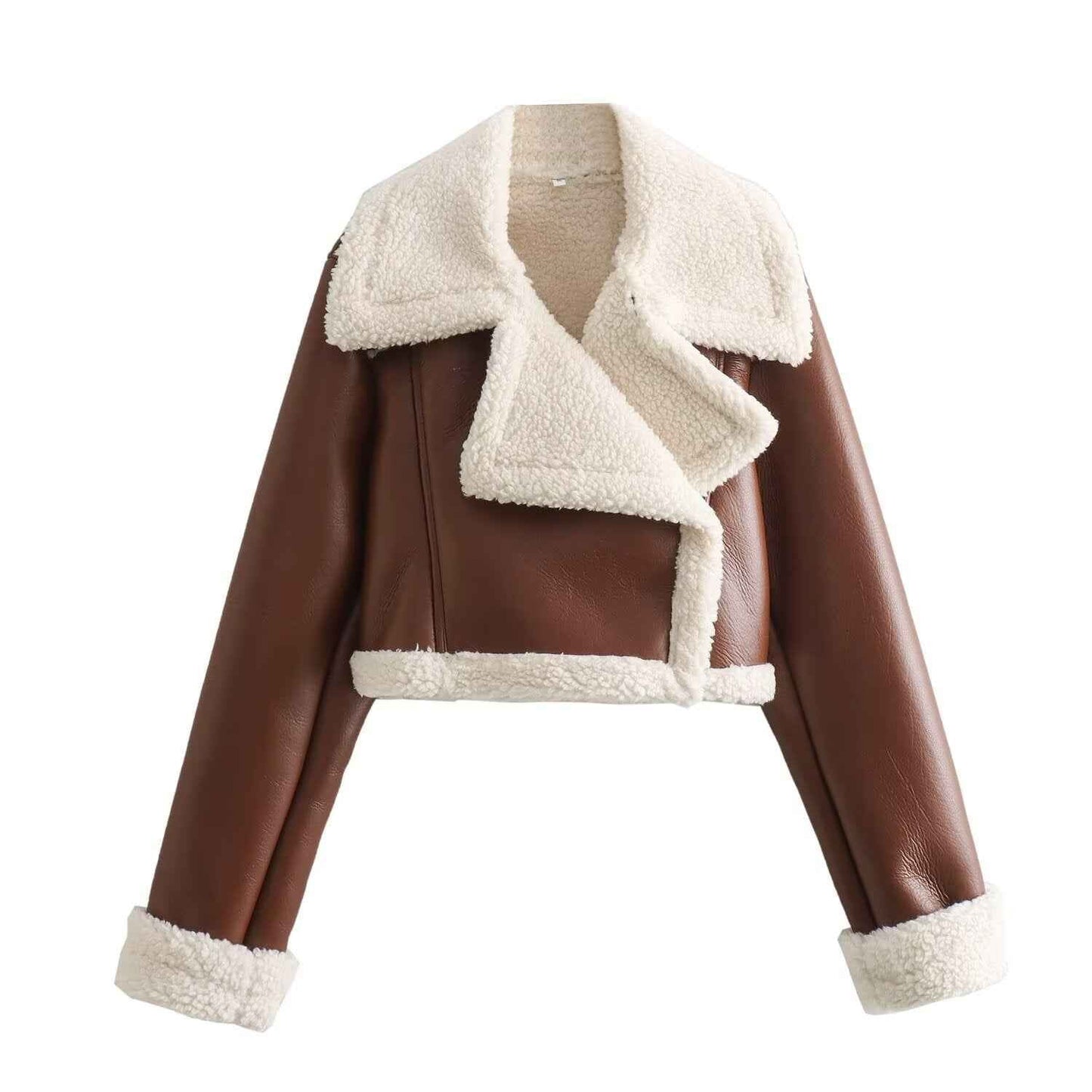 Veste courte chic pour femme avec doublure chaude en teddy