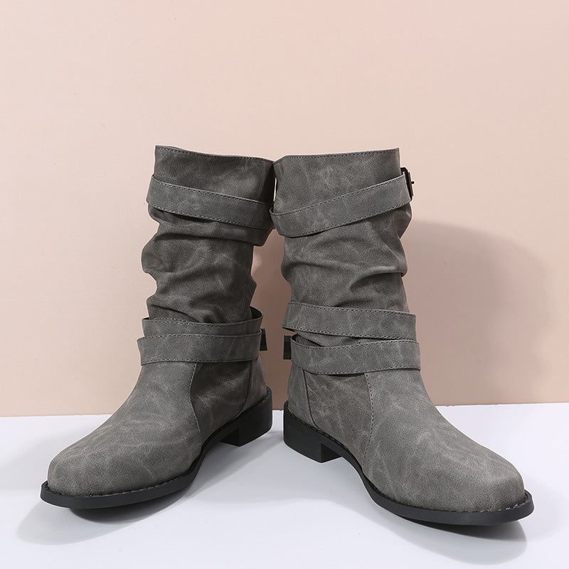 Bottes chevilles en cuir chic avec détail boucle