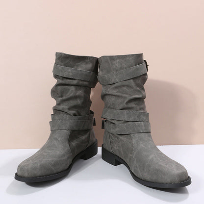 Bottes chevilles en cuir chic avec détail boucle