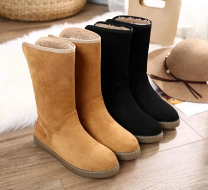 Bottes Hautes en Velours et Fourrure pour Femmes