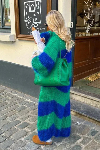 Cardigan en maille rayé oversize confortable