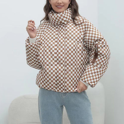 Veste matelassée coupe-vent pour femme avec col montant