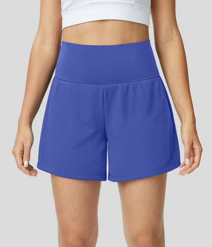 Femmes 2 en 1 poches latérales taille haute de yoga Shorts