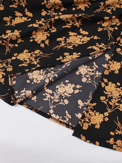 Robe Florale Sans Manches À Col Cœur Pour Femme