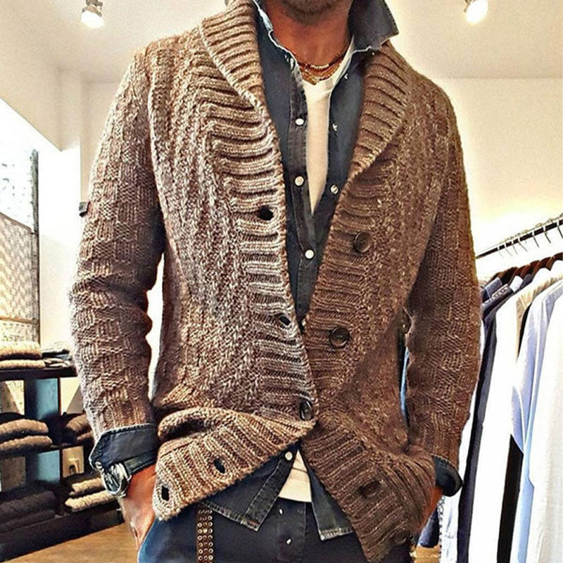 Veste Cardigan Tricoté Style Vintage Classique Homme