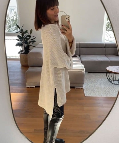 Pull tricoté surdimensionné confortable en beige doux