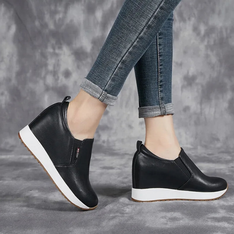Bottes Cheville Chic en Cuir Véritable avec Talon Bloc