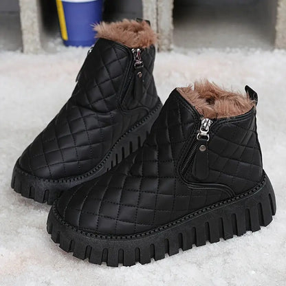 Bottes d'hiver en cuir pour femmes avec soutien orthopédique