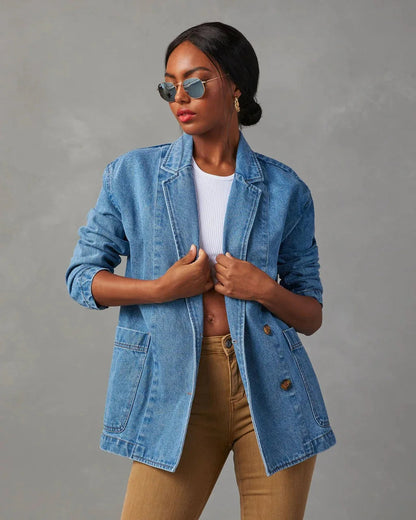 Veste Blazer en Denim Chic et Élégante pour Femme
