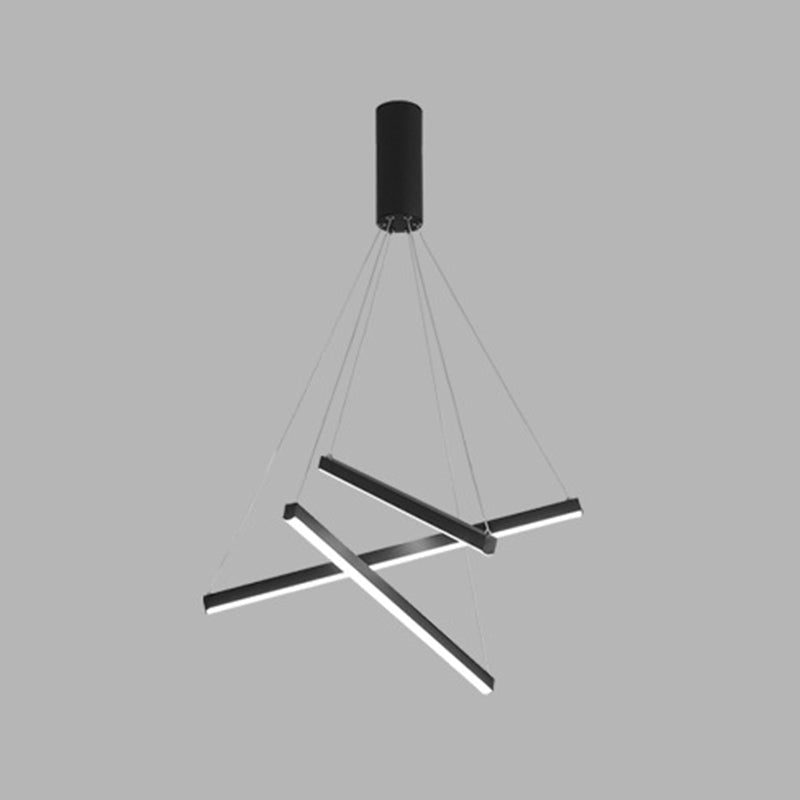 Suspension LED Minimaliste Baguettes Noires