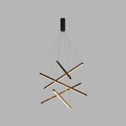 Suspension LED Minimaliste Baguettes Noires