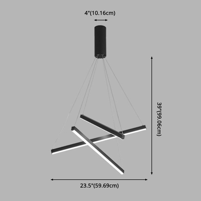 Suspension LED Minimaliste Baguettes Noires