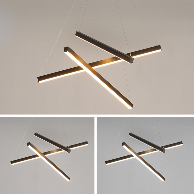 Suspension LED Minimaliste Baguettes Noires