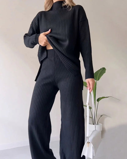 Ensemble chic deux pièces avec fente latérale élégante pour un look décontracté
