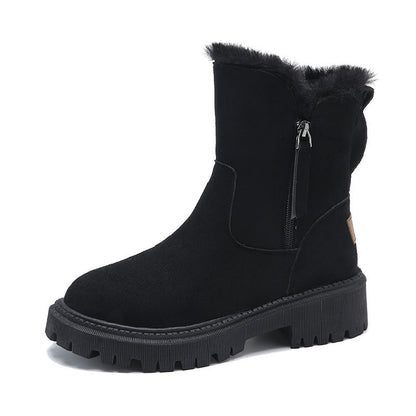 Bottes chevilles chics effet daim avec doublure en fourrure confortable