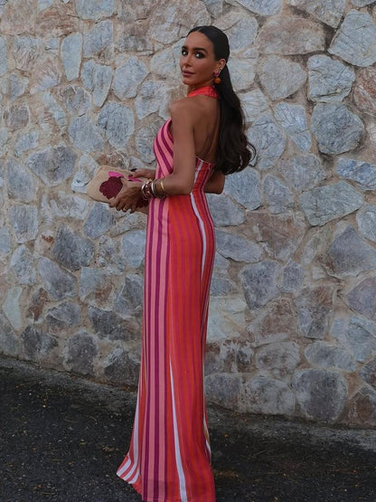 Robe d'été à col croisé et rayures Sunset