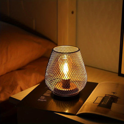 Lampe de table rustique à LED en maille