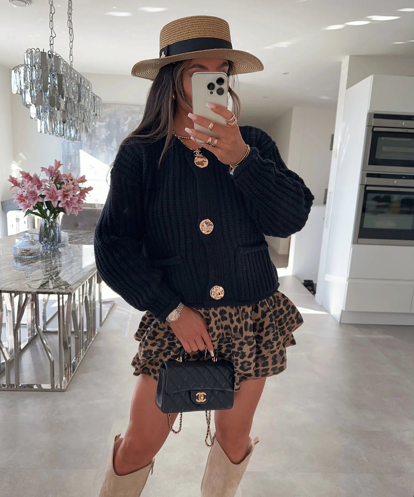 Cardigan boutonné confortable et chic pour femmes avec poches