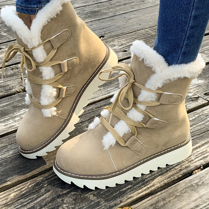 Bottes de neige d'hiver doublées de peluche femmes