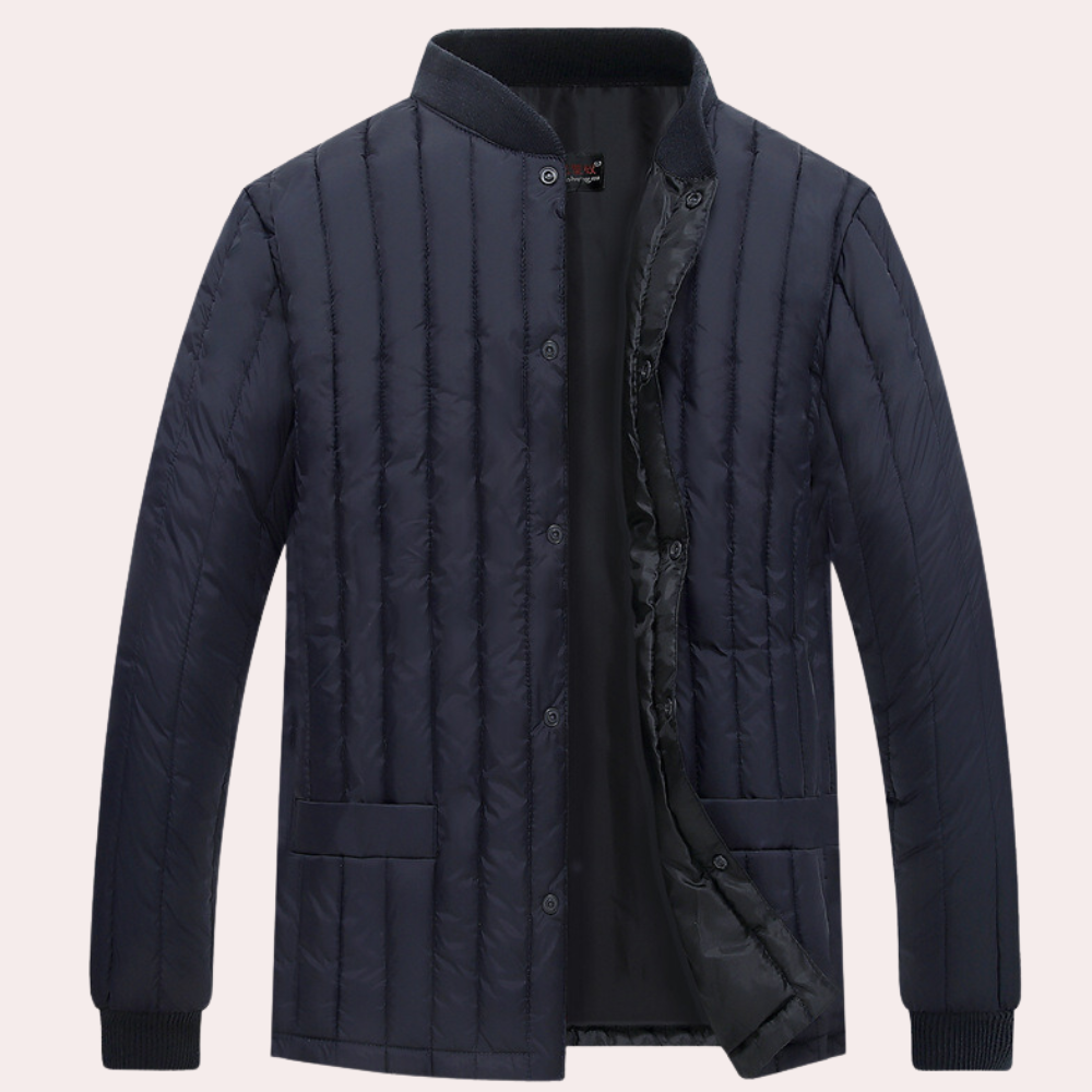 Veste Moderne Matelassée Homme à Col Haut Zippé