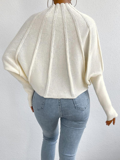 Pull Femme Blanc Tendance à Col Montant