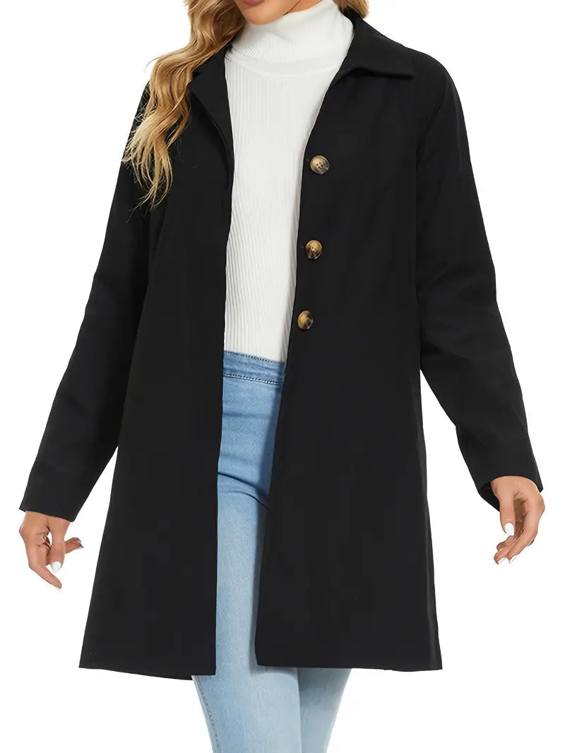 Manteau trench à boutons polis et élégant pour femmes