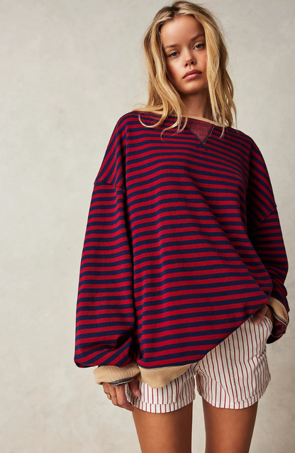 Pull Ample Oversize Rayé pour Femmes