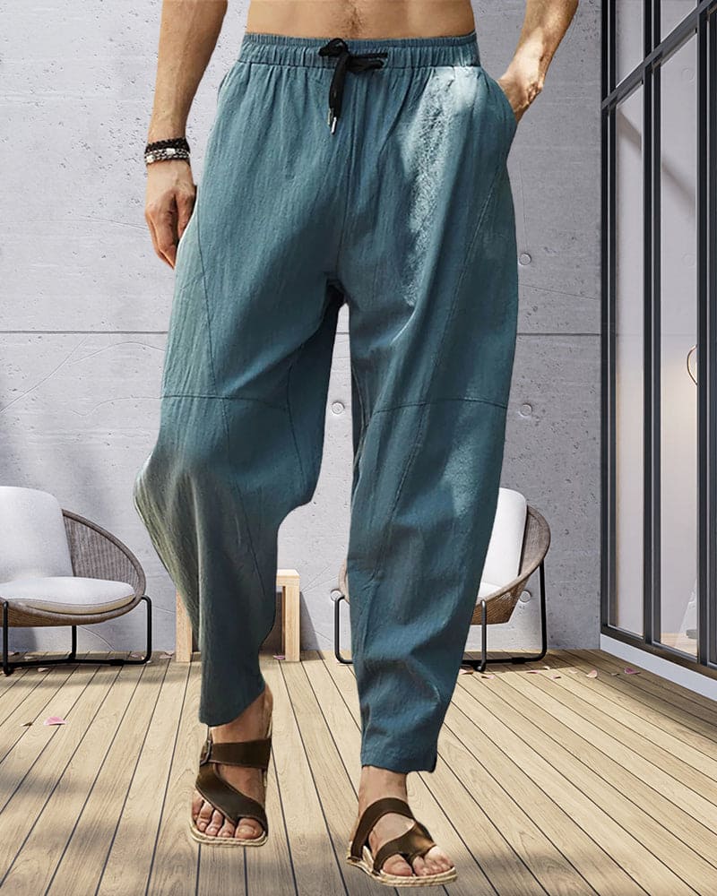 Pantalons Amples en Tissu Aéré Hommes Avec Taille Élastique