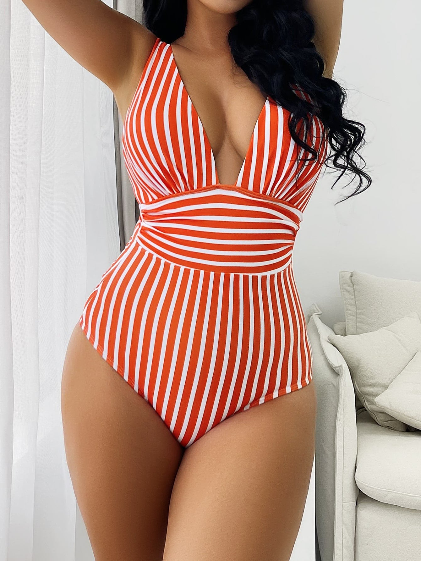 Maillot Une Pièce Rayé Flatteur Femme Vibrant