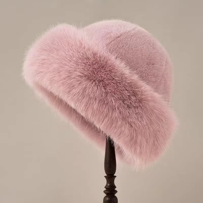 Bonnet D'Hiver en Fourrure D'Ours pour Femme