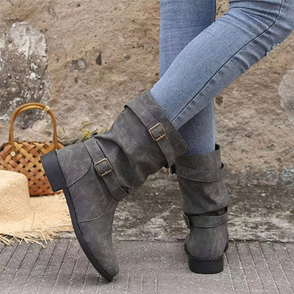 Bottes chevilles en cuir chic avec détail boucle