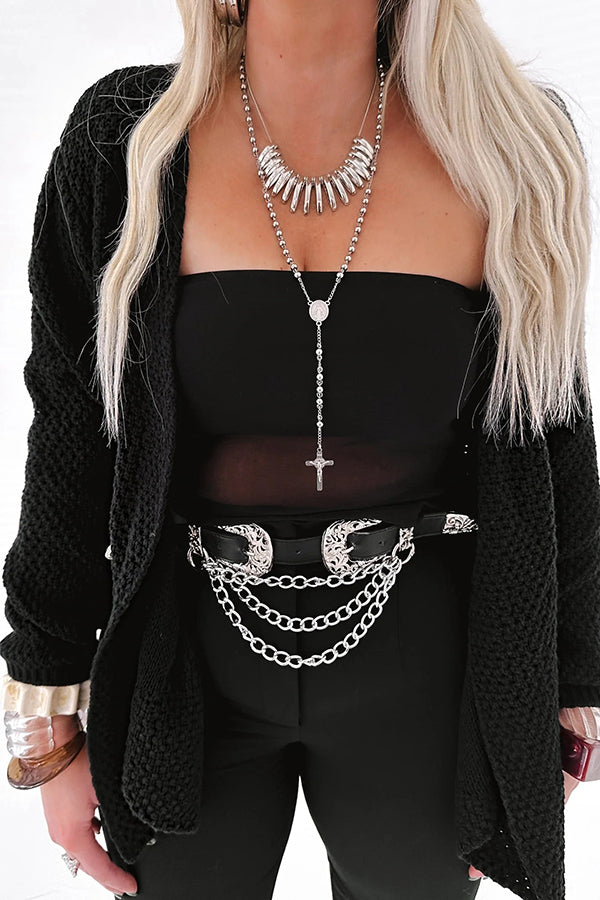 Cardigan en tricot mi-long confortable