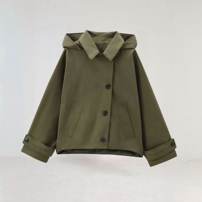 Trench-coat court chic à capuche pour femmes