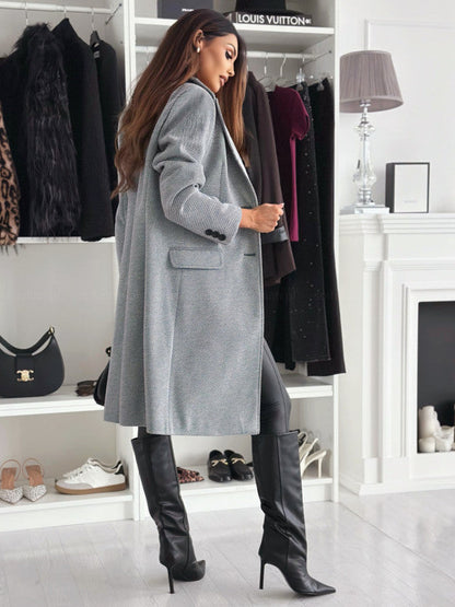 Manteau d'hiver long en laine chic pour femme