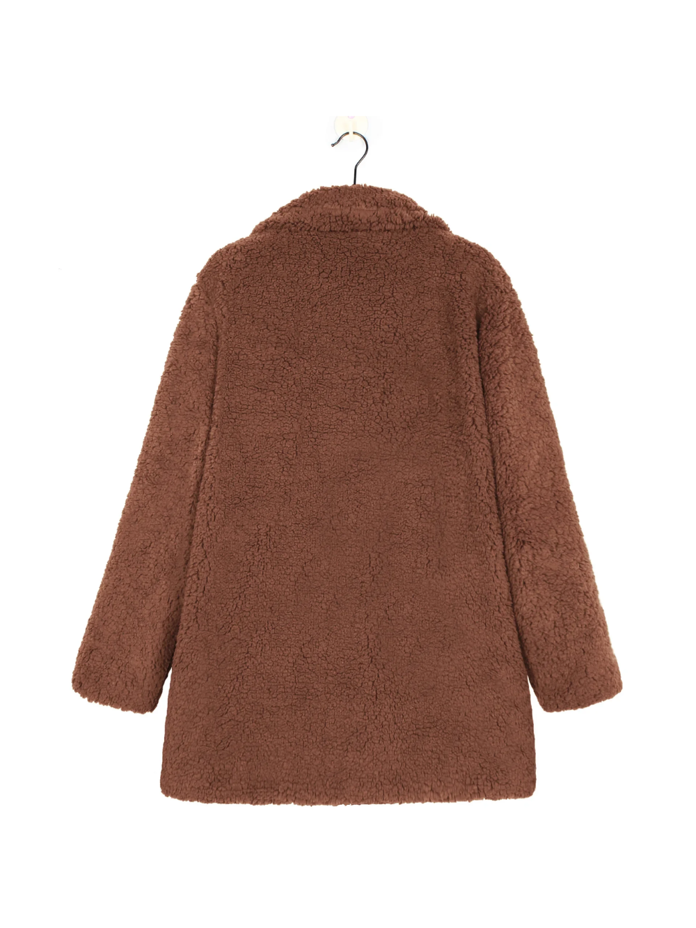 Manteau court en peluche teddy douillet avec col revers pour femme